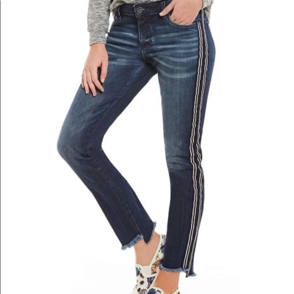 Kut from the Kloth Reese Ankle Straight Leg Jeans Side Stripe size 6